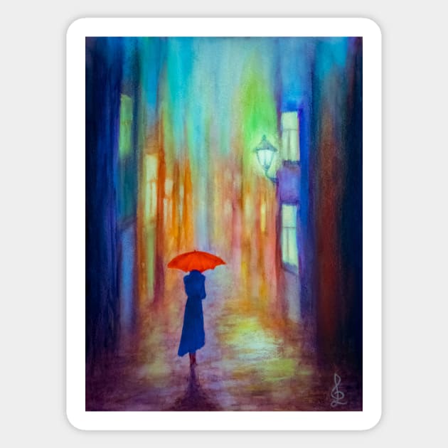 Woman with red umbrella Sticker by redwitchart